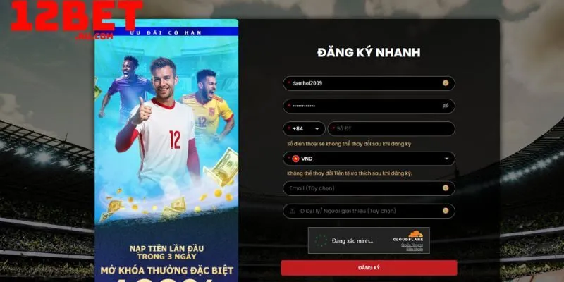 Đăng ký 12BET 1 Thông tin đăng ký 12BET đơn giản
