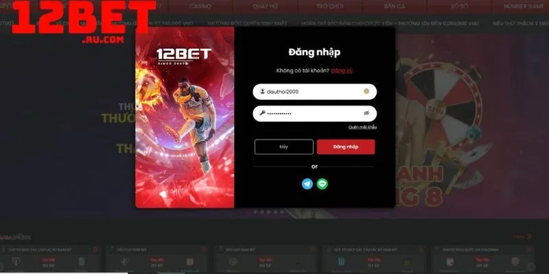 Đăng nhập 12BET 1 Thông tin đăng nhập 12BET